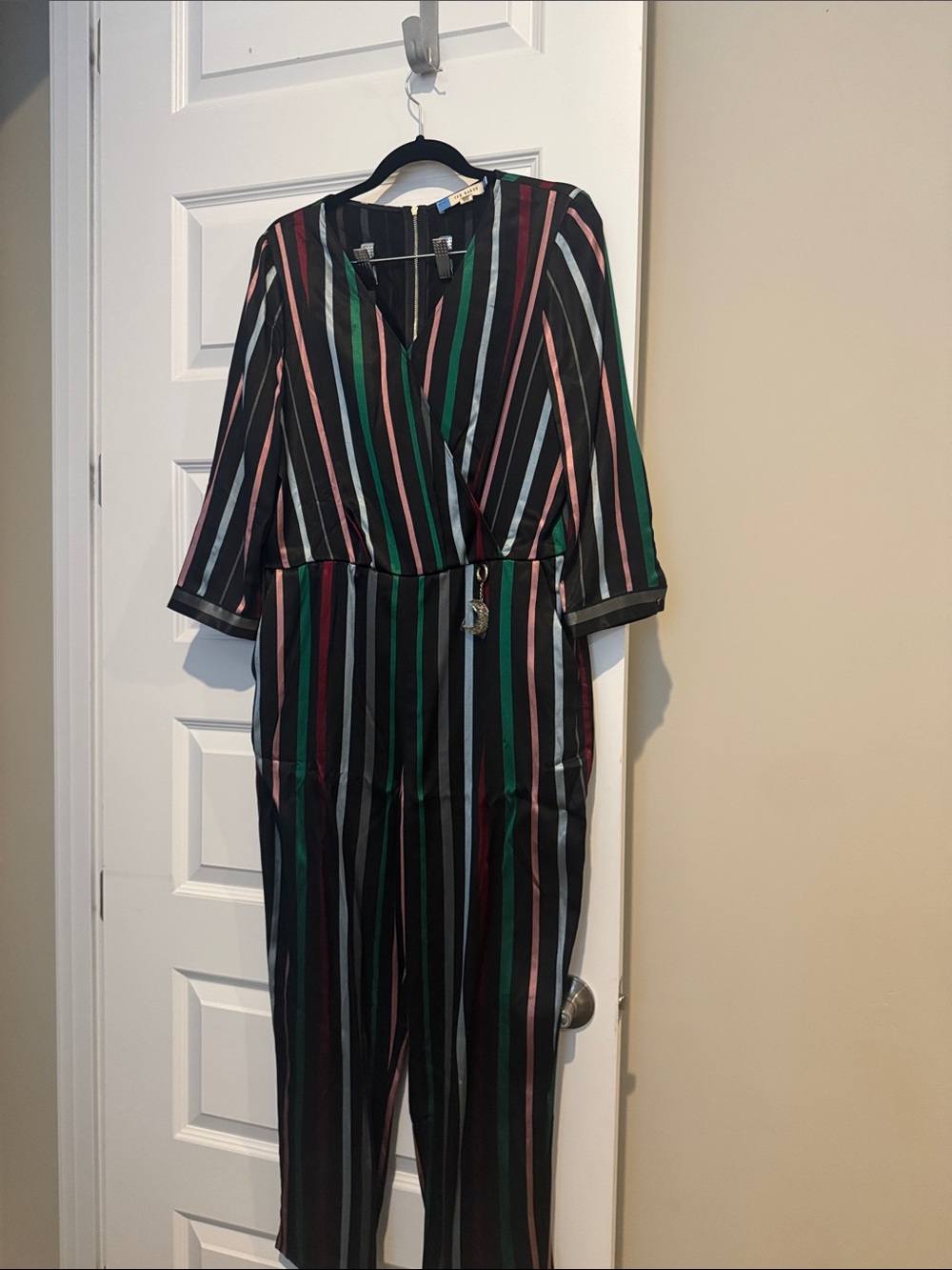 Ted Baker London Black Multi-Stripe Jumpsuit